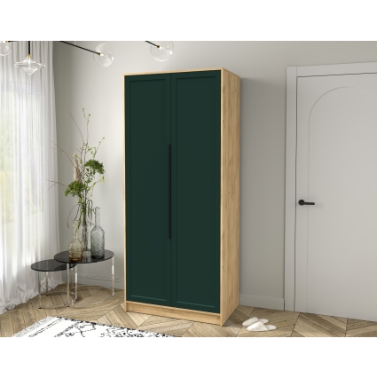 Шкаф распашной Тренд КТ-Ш2 (Дуб золотой ЛДСП/ Изумруд ЛМДФ) Ш918 В2128 Г547 Шкаф распашной Тренд КТ-Ш2 (Дуб золотой ЛДСП/ Изумруд ЛМДФ) Ш918 В2128 Г547